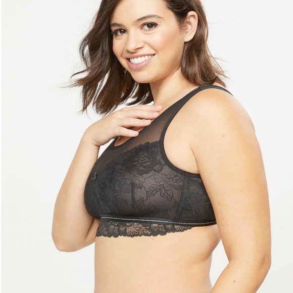 CACIQUE Modern Lace & Mesh Unlined No-Wire Bra 0-2 - Picture 3 of 6